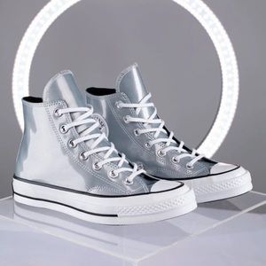 WOMEN'S CONVERSE CHUCK 70 HI 'INDUSTRIAL GLAM'. Size 9, NWOT. Silver.